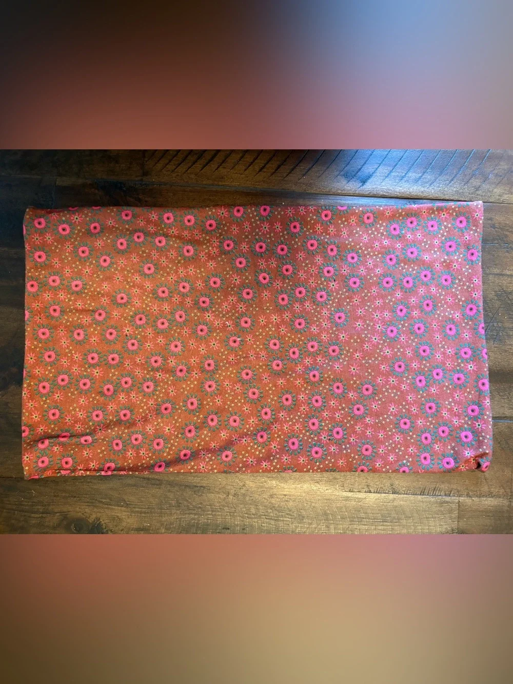 Natural Life Full Boho Bandeau Headband Rust Floral with Pink Accents